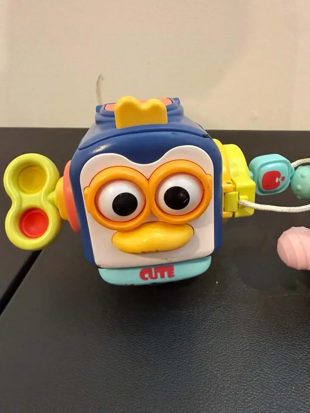 Toddler Sensory Montessori Toy Set with Penguin Activity Cube, Spiky Rattle Ball